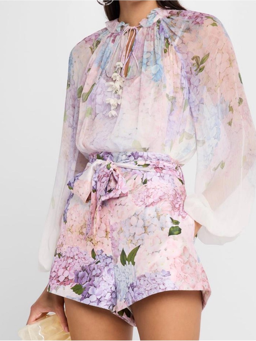 Zimmermann hydrangea shorts and blouse set! NWOT